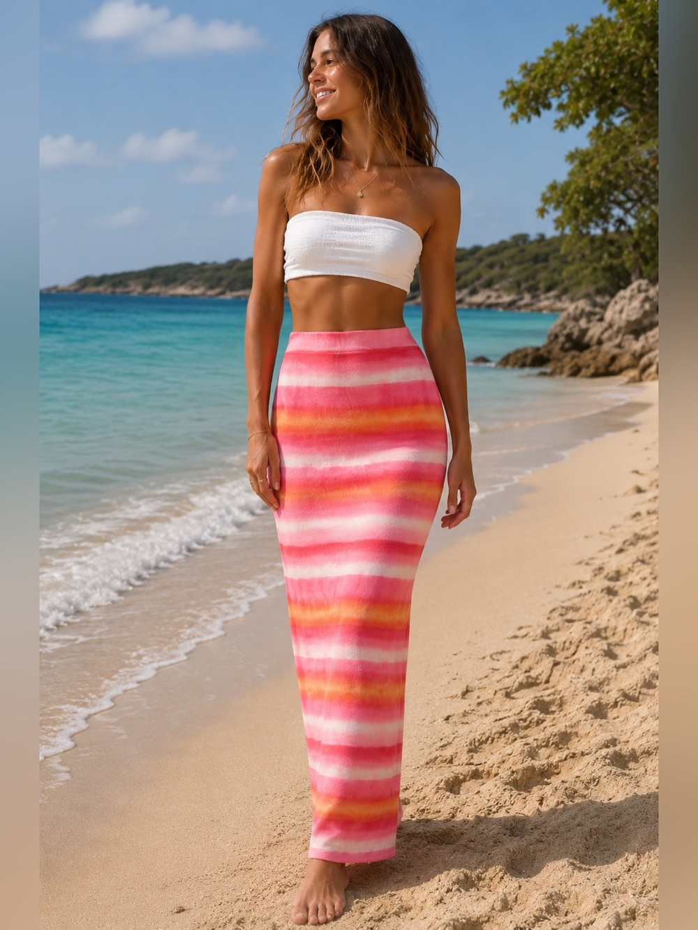 🌺 Charlie Holiday Pink Ombré Maxi Skirt